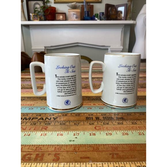 Vintage Norman Rockwell Museum Inc. Looking Out to Sea 1985 Coffee Mug Pair 2 - Picture 5 of 11